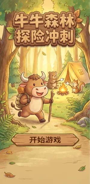 牛牛森林探险冲刺萌趣牛牛开启森林冒险与小熊松鼠一起露营烤