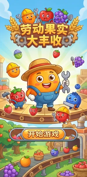 劳动果实大丰收可爱水果拟人化身农夫与工人携手收获甜蜜果实趣味互动体验丰收喜