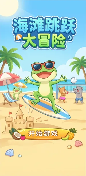 海滩跳跃大冒险夏日沙滩上青蛙冲浪蹦跳萌趣冒险等你来挑战