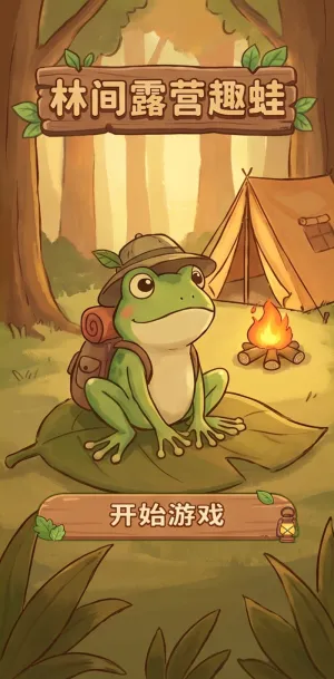 林间露营趣蛙小青蛙背起行囊搭起帐篷在森林里开启一场温馨有趣的露营之旅
