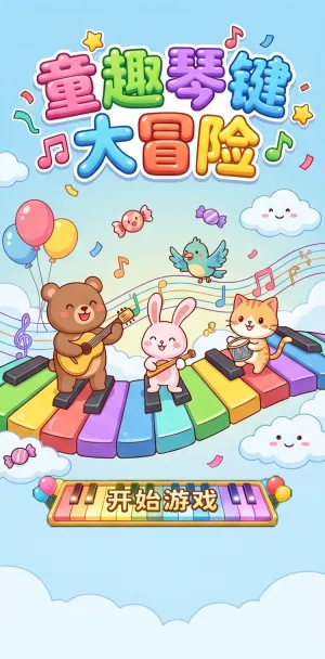 童趣琴键大冒险可爱小动物们踩着彩虹钢琴
