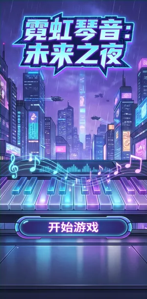 霓虹琴音未来之夜赛博朋克风钢琴主题封