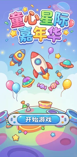 童心星际嘉年华童趣宇宙派对火箭气球糖