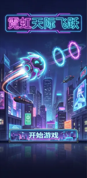 霓虹天际飞跃未来都市霓虹漫舞机械萌宠