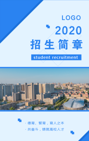 簡約深藍(lán)色2020大學(xué)招生/學(xué)校招生簡章