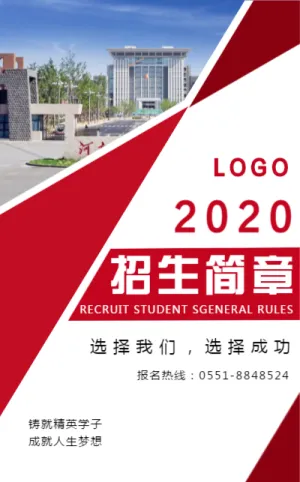 红色简约大气2021大学招生简章