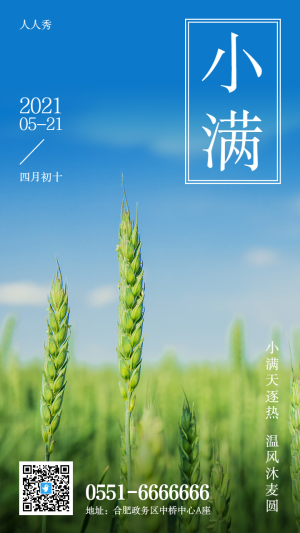 簡(jiǎn)約唯美風(fēng)格小滿二十四節(jié)氣宣傳海報(bào)