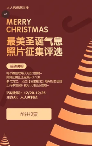 金色渐变扁平风格圣诞节照片投票活动