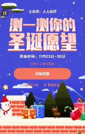 圣诞节来测一测你的愿望吧 卡通插画可爱风格圣诞节促销活动
