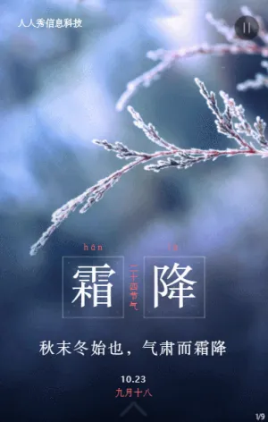 写实唯美风格二十四节气霜降企业宣传