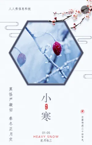 小寒二十四节气中式复古简约风格企业节气宣传