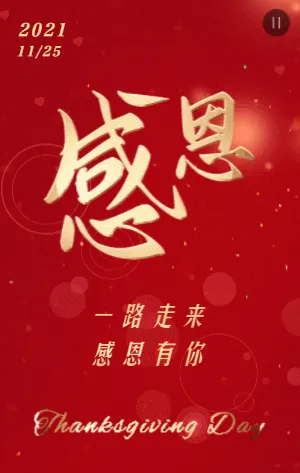 红金简约大气感恩节宣传祝福模板