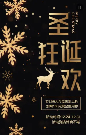 黑金圣诞节狂欢促销活动模板