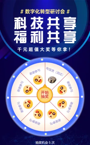 蓝色科技风格数字化转型抽奖活动