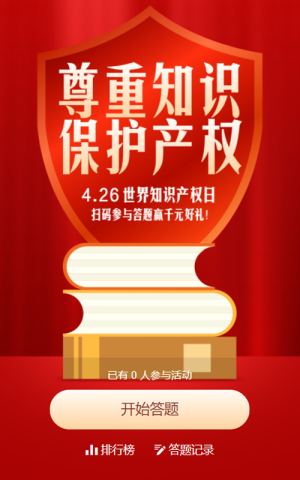 紅色扁平風格風格世界知識產(chǎn)權(quán)日答題活動