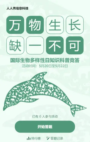 綠色扁平風(fēng)格政府機(jī)關(guān)國際生物多樣性日答題活動
