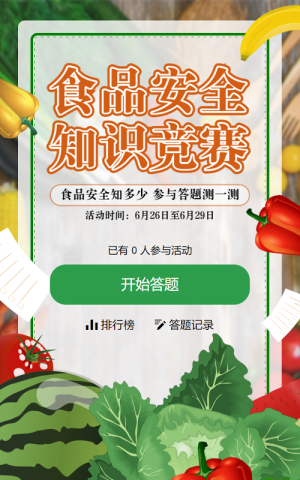 綠色漸變風(fēng)格政府機關(guān)食品安全知識答題活動