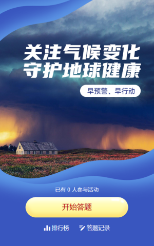 藍(lán)色寫實(shí)唯美風(fēng)格政府組織國際氣象節(jié)知識(shí)答題活動(dòng)