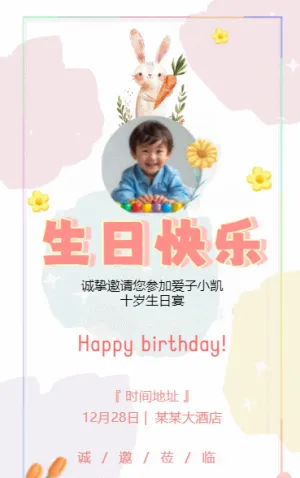 生日邀請函生日宴生日會請柬生日派對h5模板