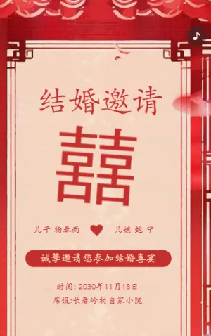 父母邀請(qǐng)函婚禮結(jié)婚請(qǐng)柬請(qǐng)貼父母邀請(qǐng)方案紅色動(dòng)態(tài)