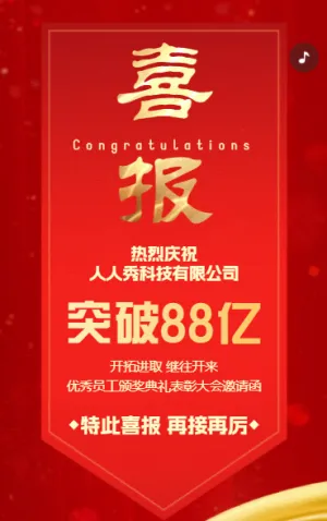 销售喜报优秀员工颁奖典礼表彰大会颁奖邀请函