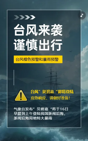 极端天气雷电台风预警出行安全通知