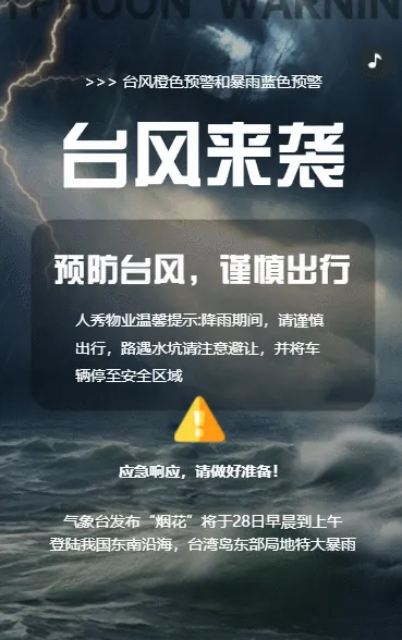 台风预警出行安全通知