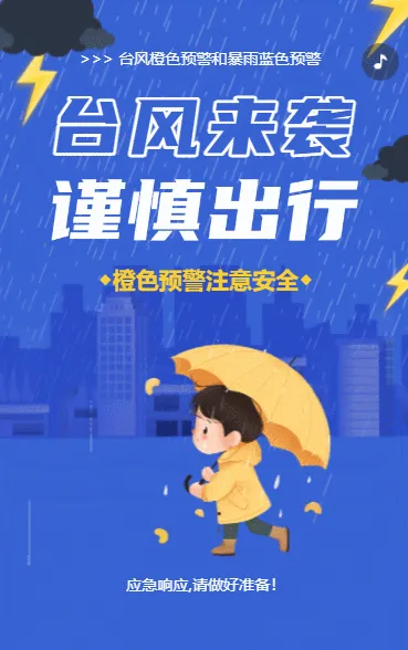 台风预警谨慎出行安全通知