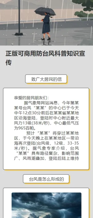 正版可商用防台风科普知识宣传