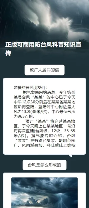 正版可商用防台风科普知识宣传