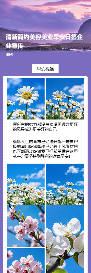 清新簡(jiǎn)約美容美業(yè)早安日簽企業(yè)宣傳