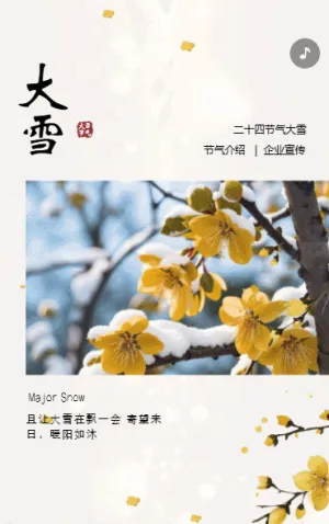 二十四节气大雪节气介绍企业宣传通知模板