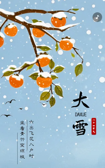 卡通二十四节气大雪节气介绍宣传