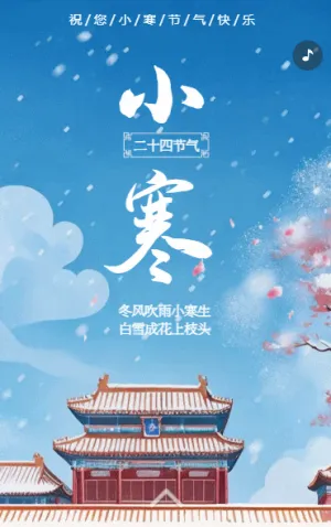 小寒节气企业祝福宣传简约中国风