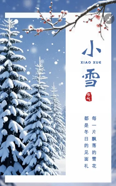 二十四节气小雪节气宣传清新中国风