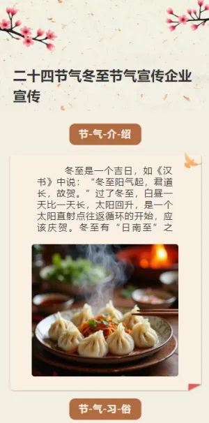 二十四节气冬至节气宣传企业宣传通用模板