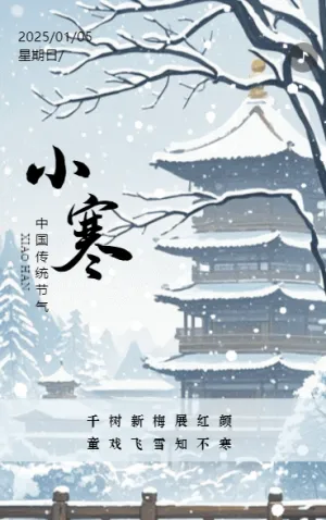 清新二十四节气小寒习俗介绍小寒节气企业宣传