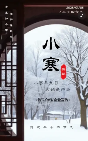 小寒传统节气介绍企业祝福宣传