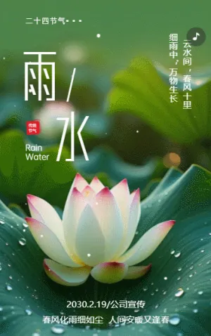 清新二十四节气冬至习俗介绍雨水节气企业宣传