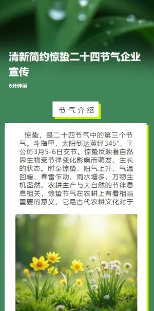 清新简约惊蛰二十四节气企业宣传