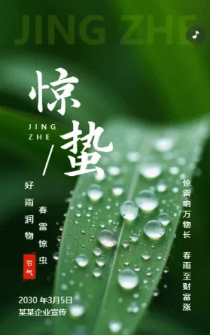创意简约二十四节气惊蛰节气介绍节气祝福宣传