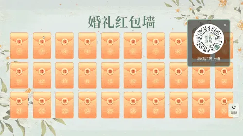 唯美婚礼现场大屏红包墙