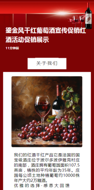 鎏金風(fēng)干紅葡萄酒宣傳促銷紅酒活動(dòng)促銷展示