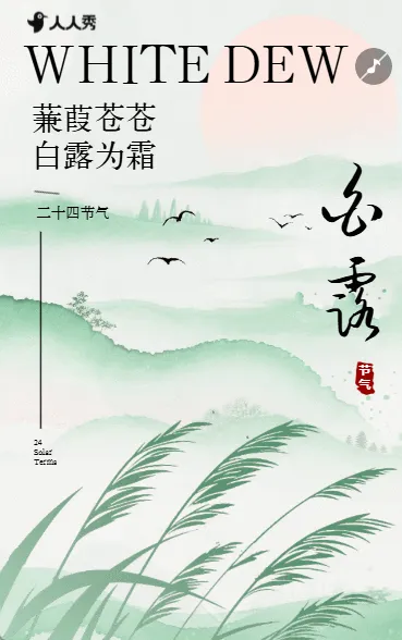 手绘插画白露节气介绍养生知识宣传科普