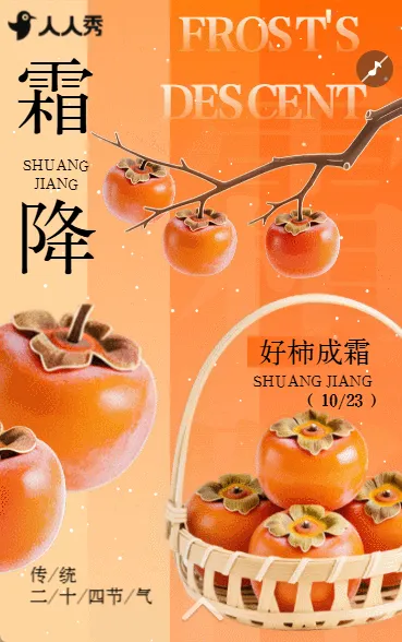 简约插画风24节气霜降养生指南知识科普