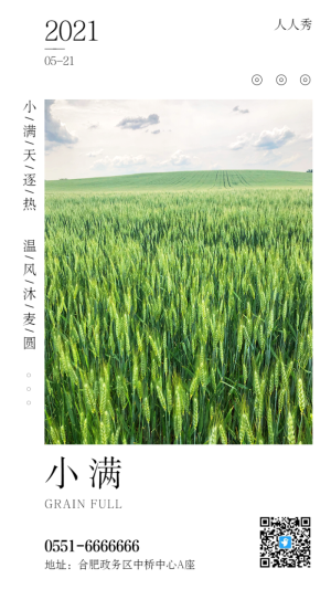 簡(jiǎn)約書(shū)簽二十四節(jié)氣小滿唯美風(fēng)格宣傳海報(bào)