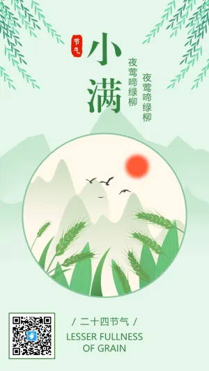 绿色简约小满二十四节气宣传海报