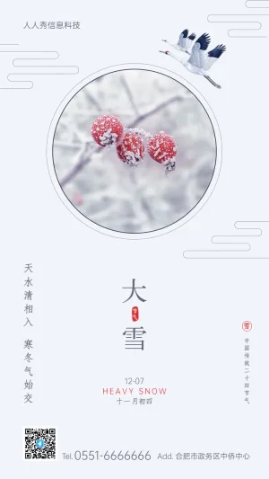 大雪二十四节气中式复古简约风格企业节气宣传海报