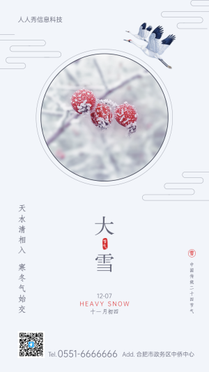 大雪二十四節(jié)氣中式復古簡約風格企業(yè)節(jié)氣宣傳海報