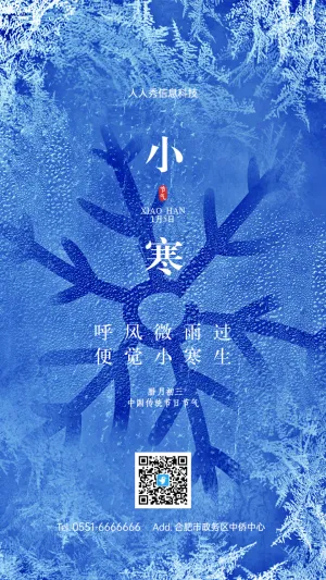 小寒二十四节气蓝色质感风格企业节气宣传海报